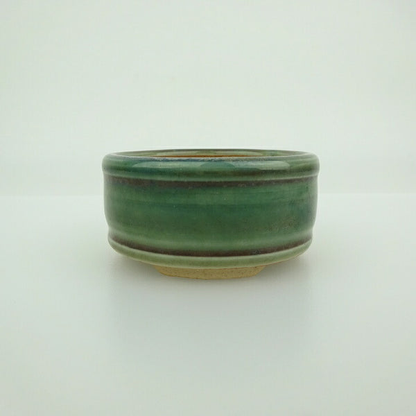 盆栽鉢 青香 小鉢 長辺 約5.9cm 丸鉢 上下帯 釉薬 w1198412961