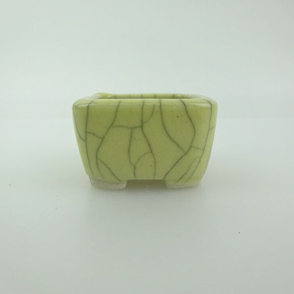 盆栽鉢 青香 豆鉢 長辺 約4.5cm 正方鉢 貫入 釉薬 1198410451