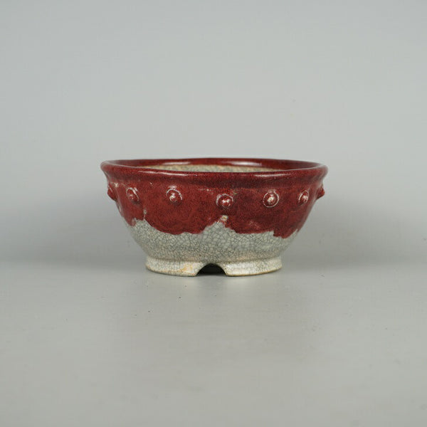 盆栽鉢 文山 越前文山 小型 長辺 約 15.8cm 鯖江園芸 丸鉢 鋲打 釉薬  新品 u1198427875