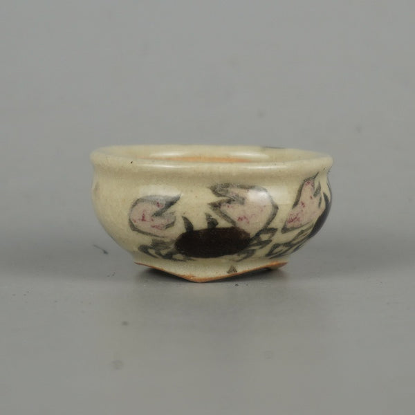 盆栽鉢 是好 矩 豆鉢 長辺 約4.1cm 丸鉢 色絵 蟹 かに カニ ミニ鉢 観賞用  新品 c1198409721