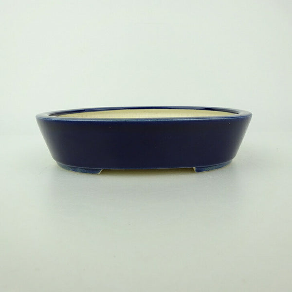 盆栽鉢 青香 小型 長辺 約15cm 楕円鉢 釉薬 k1198411958