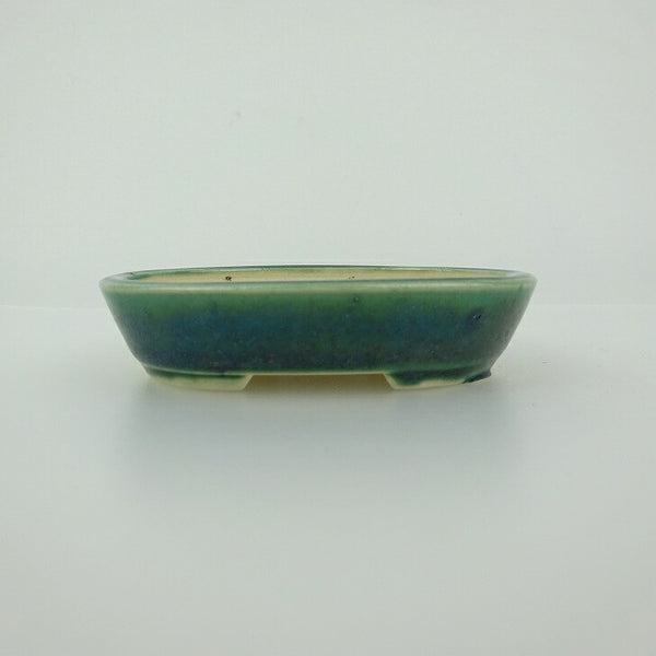 盆栽鉢 青香 小鉢 長辺 約8.5cm 楕円鉢 釉薬 k1198407580