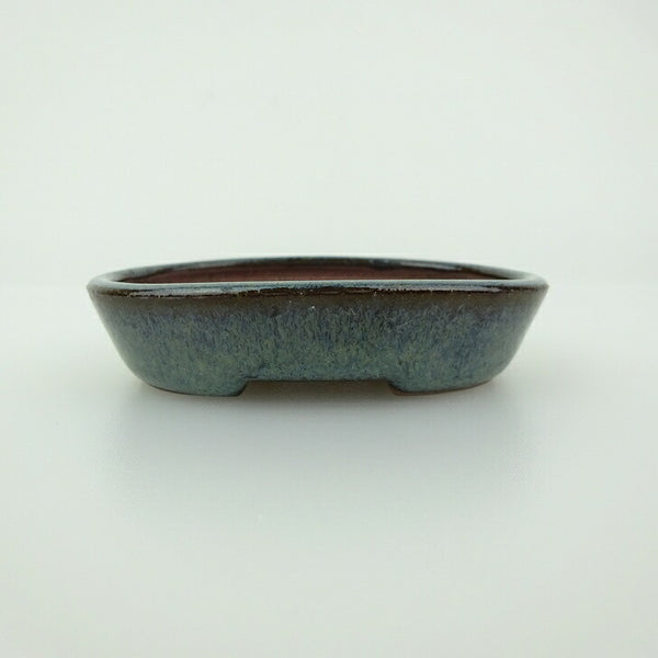 盆栽鉢 青香 小鉢 長辺 約8.2cm 楕円鉢 釉薬 1198403840