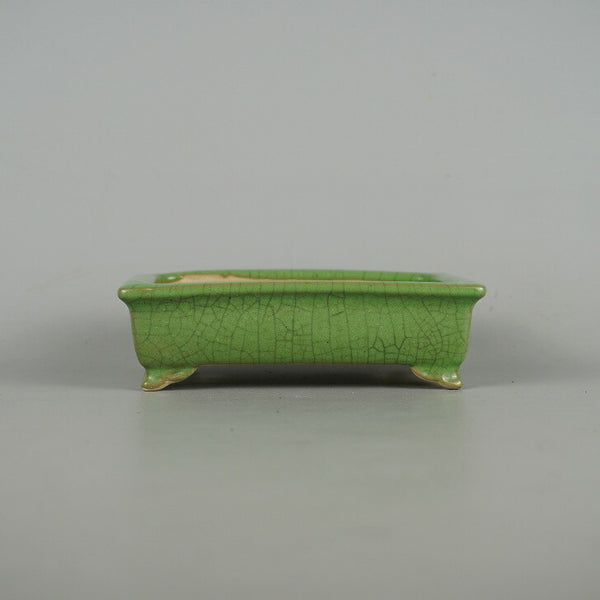 盆栽鉢 青香 小型 長辺 約13.3cm 長方鉢 雲足 釉薬 v1198440517