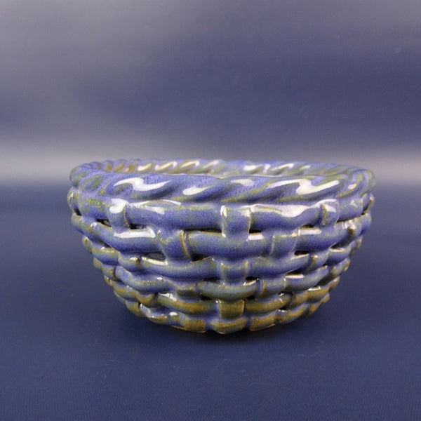 盆栽鉢 光山 小鉢 長辺 約8.5cm 丸鉢 縄縁 籠編 釉薬 e1198415414