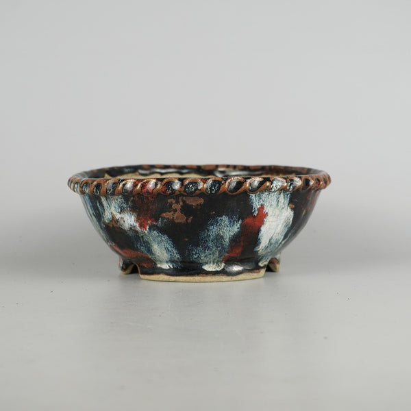 盆栽鉢 文山 越前文山 小型 長辺 約 17.8cm 鯖江園芸 丸鉢 釉薬 観賞用 n1198411125