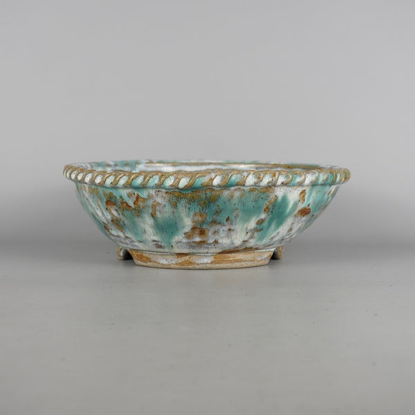 盆栽鉢 文山 越前文山 中型 長辺 約 25cm 丸鉢 釉薬 観賞用 s1198411633