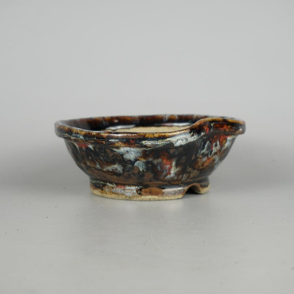 盆栽鉢 文山 越前文山 小型 長辺 約 15.3cm 鯖江園芸 変形 丸鉢 釉薬 g1198415340