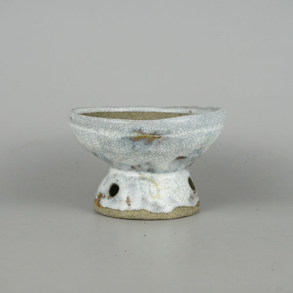 盆栽鉢 文山 越前文山 小型 長辺 約 12.3cm 鯖江園芸 丸鉢 高杯 釉薬 観賞用  新品 q1198416812