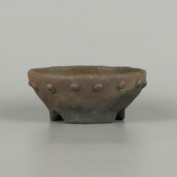 盆栽鉢 文山 越前文山 小鉢 長辺 約 9.5cm 鯖江園芸 丸鉢 鋲打 泥物 u1198428867