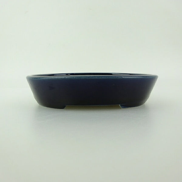 盆栽鉢 青香 小型 長辺 約11.9cm 楕円鉢 釉薬 p1198418722