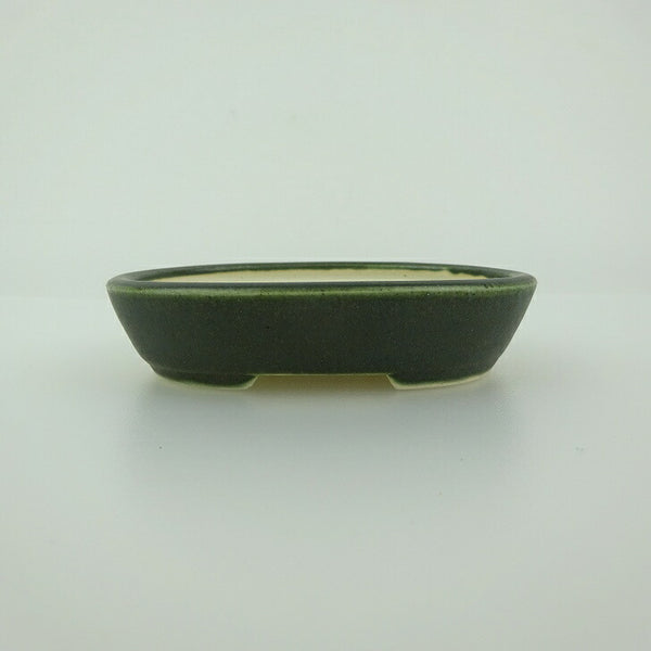 盆栽鉢 青香 小鉢 長辺 約8.5cm 楕円鉢 釉薬 f1198407045