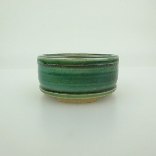 盆栽鉢 青香 小鉢 長辺 約5.8cm 丸鉢 上下帯 釉薬 g1198421162