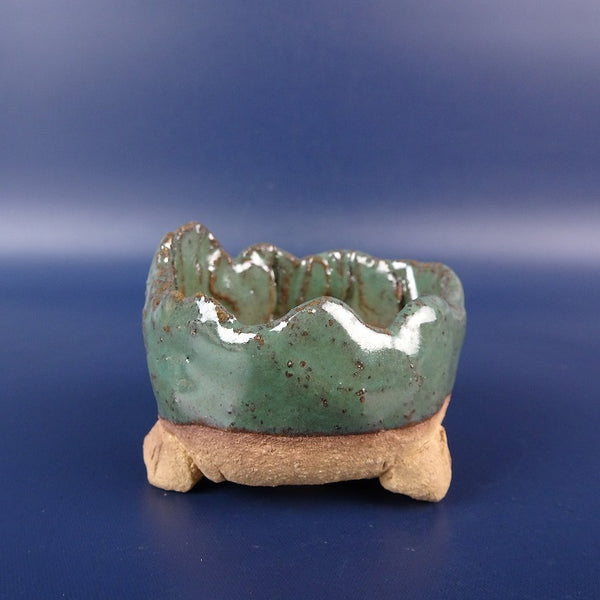 盆栽鉢 竹鳳 落款なし 小鉢 長辺 約 5.7cm 丸鉢 釉薬  新品 t1198410037