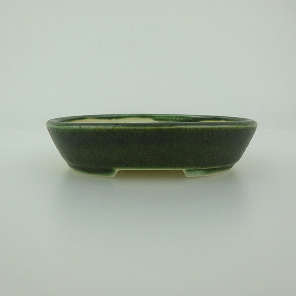 盆栽鉢 青香 小鉢 長辺 約8.5cm 楕円鉢 釉薬 c1198412357