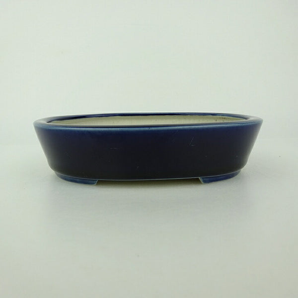 盆栽鉢 青香 小型 長辺 約14.5cm 楕円鉢 釉薬 t1198409625