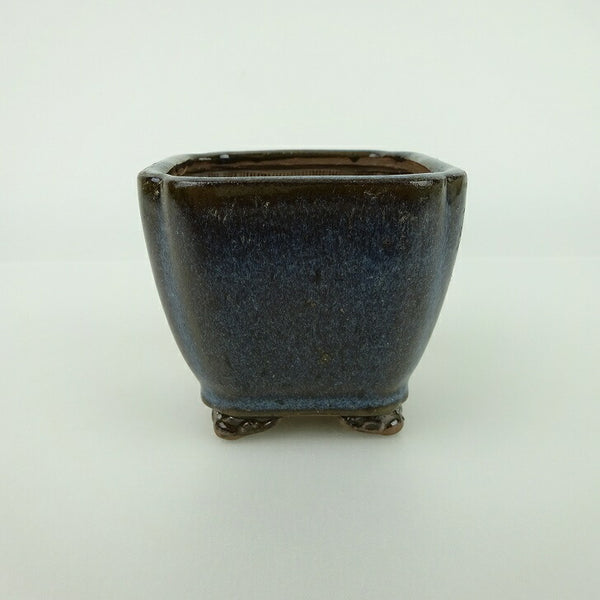 盆栽鉢 青香 小鉢 長辺 約6.5cm 正方鉢 隅入 雲足 下帯 釉薬 l1198413012