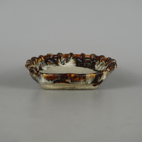 盆栽鉢 文山 越前文山 小型 長辺 約 14.5cm 鯖江園芸 変形 丸鉢 釉薬 観賞用 t1198406390