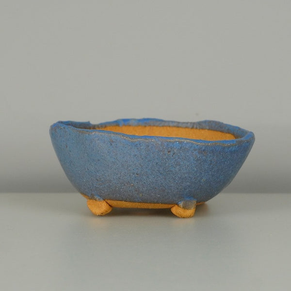 盆栽鉢 竹鳳 小型 長辺 約12.5cm 丸鉢 釉薬 数量物 新品 m1198409368