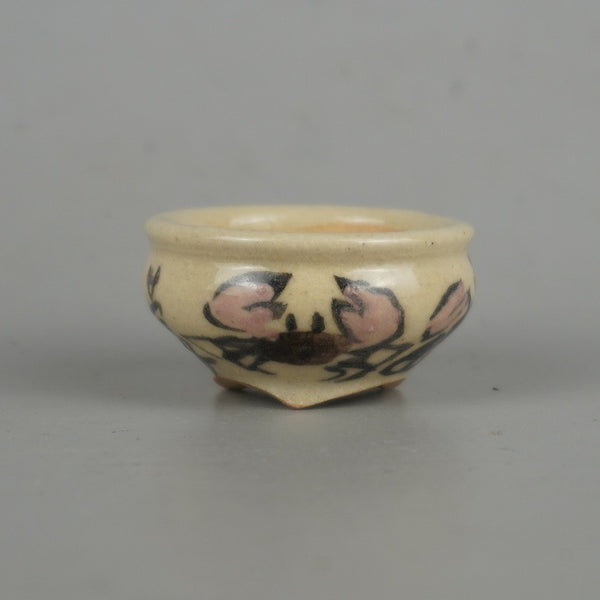 盆栽鉢 是好 矩 豆鉢 長辺 約4cm 丸鉢 色絵 蟹 かに カニ ミニ鉢 観賞用  新品 m1198407533