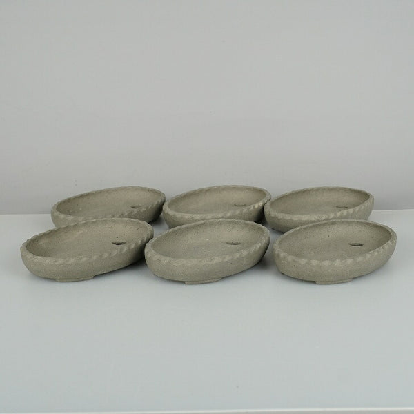 盆栽鉢 誠文窯 6点詰合せ 小型 長辺 約11.3cm 楕円鉢 泥物 数量物 新品 d1198421337