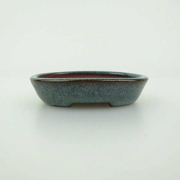 盆栽鉢 青香 小鉢 長辺 約8.2cm 楕円鉢 釉薬 l1198408587
