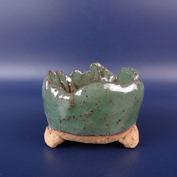 盆栽鉢 竹鳳 落款なし 小鉢 長辺 約 5.5cm 丸鉢 釉薬  新品鉢 v1198441855