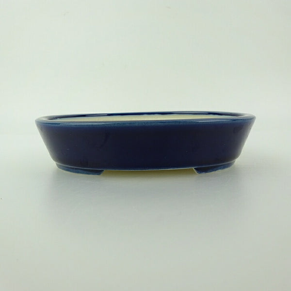 盆栽鉢 青香 小型 長辺 約11.9cm 楕円鉢 釉薬 s1198412237