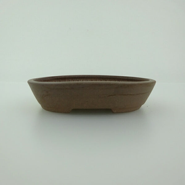 盆栽鉢 青香 小鉢 長辺 約8.2cm 楕円鉢 泥物 t1198410038