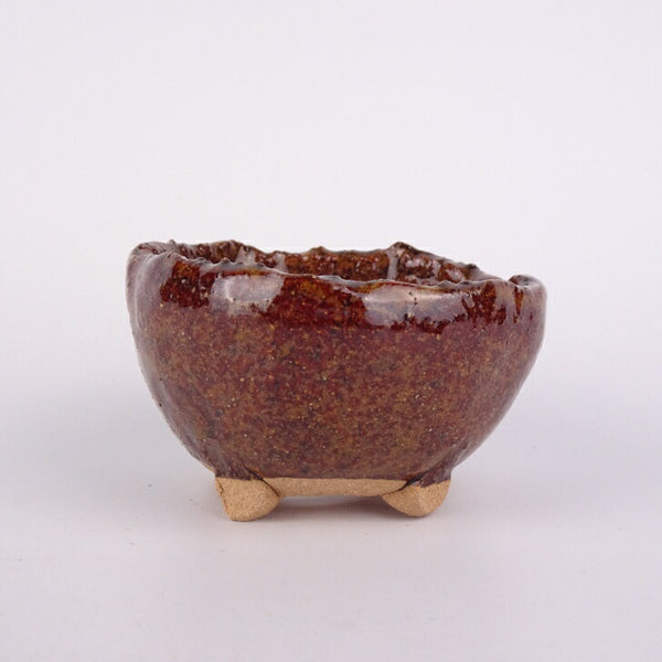 盆栽鉢 竹鳳 小鉢 長辺 約7cm 丸鉢 釉薬 数量物 新品 f1198407146