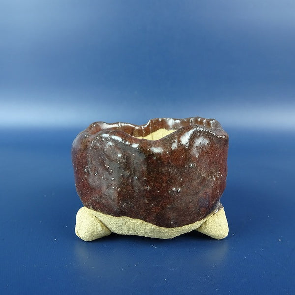 盆栽鉢 竹鳳 落款なし 小鉢 長辺 約 5.5cm 丸鉢 釉薬  新品 j1198412293