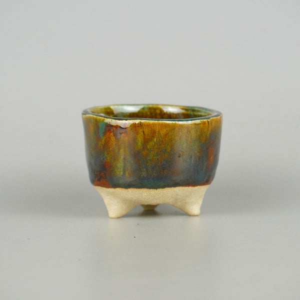 盆栽鉢 ゆうき祥石 小鉢 長辺 約 6.8cm 丸鉢 釉薬 新品 数量物 k1198405947