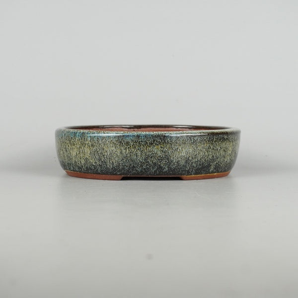 盆栽鉢 常滑 燿山窯 英明 小型 長辺 約18.3cm 楕円鉢 ワン型 小判 ナマコ 釉薬 数量物 新品 r1198407616