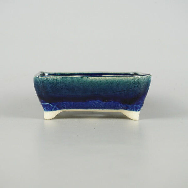 盆栽鉢 ゆうき祥石 小型 長辺 約 11.5cm 長方鉢 釉薬 新品 数量物 k1198406780