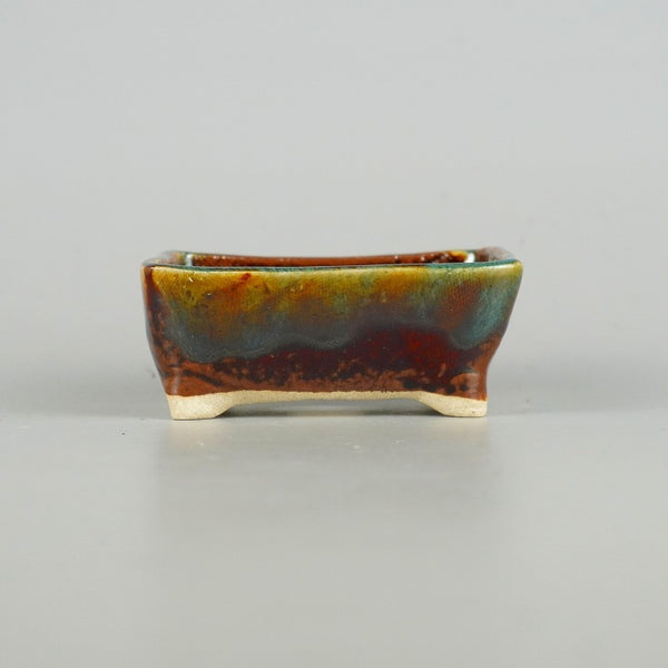 盆栽鉢 ゆうき祥石 小鉢 長辺 約 8cm 長方鉢 釉薬 新品 数量物 1198408410