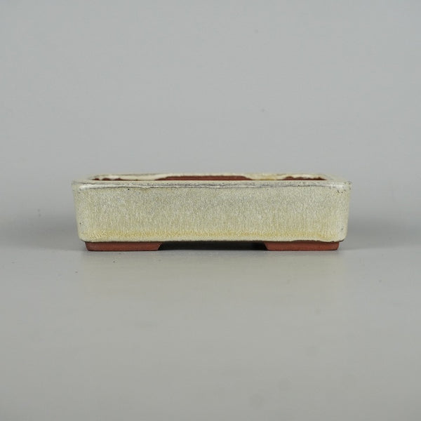 盆栽鉢 常滑 燿山窯 英明 小型 長辺 約14cm 長方鉢 切立 中浅 白釉 釉薬 新品 数量物 d1198422985