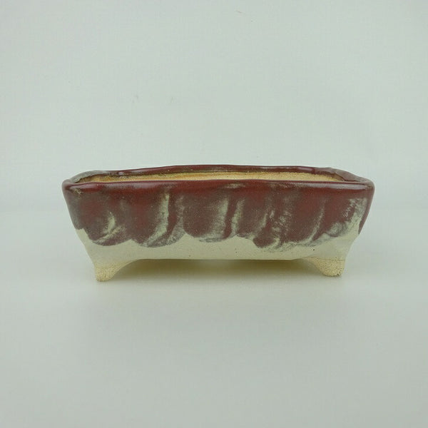 盆栽鉢 ゆうき祥石 小型 長辺 約13.5cm 長方鉢 釉薬 観賞用 新品 数量物 f1198409081