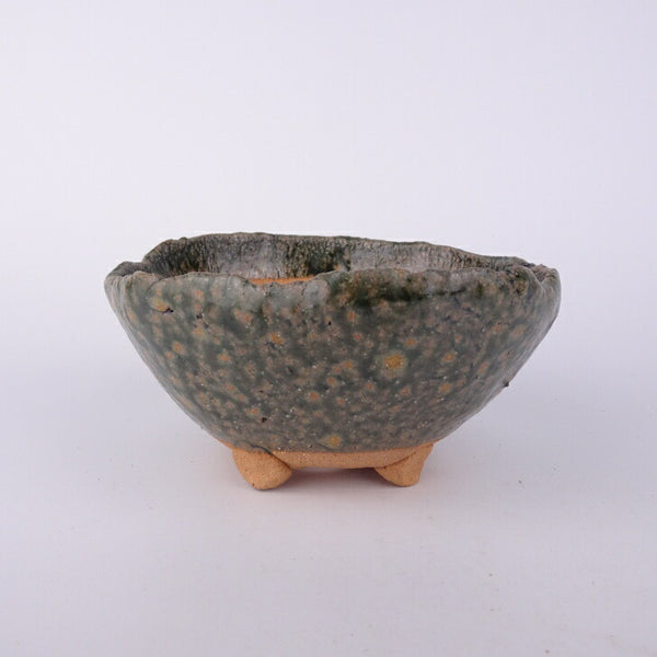 盆栽鉢 竹鳳 小型 長辺 約12cm 丸鉢 釉薬 数量物 新品 o1198419748