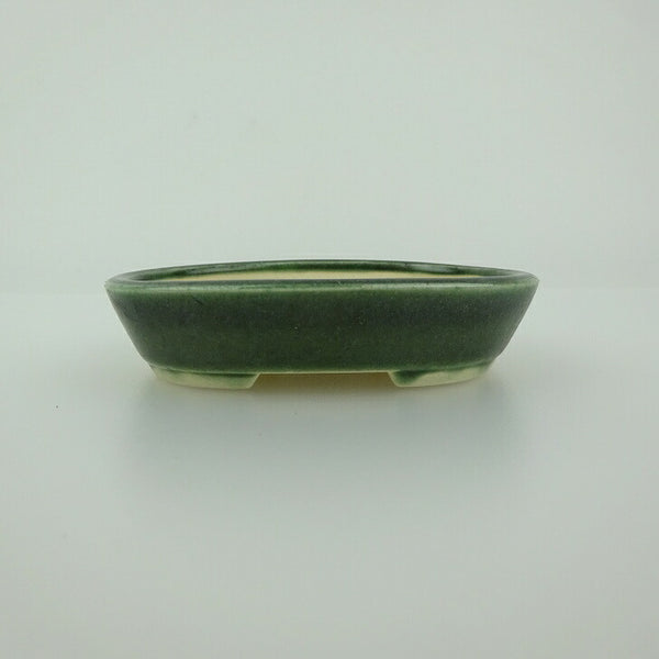 盆栽鉢 青香 小鉢 長辺 約8.6cm 楕円鉢 釉薬 u1198428963