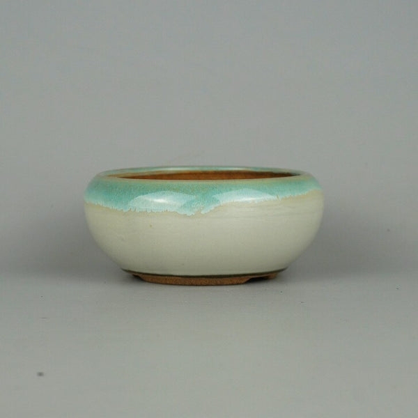 盆栽鉢 小石原焼 小型 長辺 約11cm 丸鉢 落款なし 白釉 釉薬 新品 数量物 1198404818