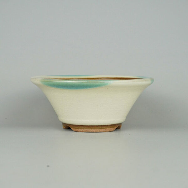 盆栽鉢 小石原焼 小型 長辺 約15.5cm 丸鉢 白釉 釉薬 新品 数量物 w1198408688