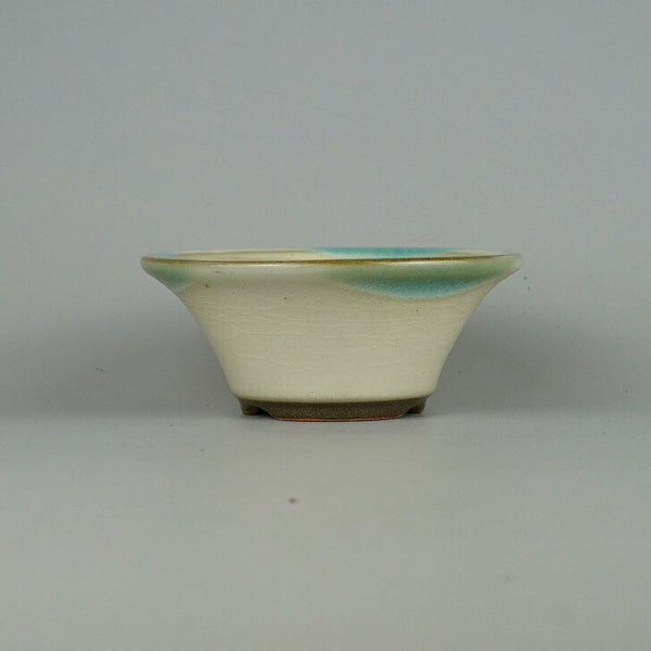 盆栽鉢 小石原焼 小型 長辺 約12.8cm 丸鉢 白釉 釉薬 新品 数量物 1198403196