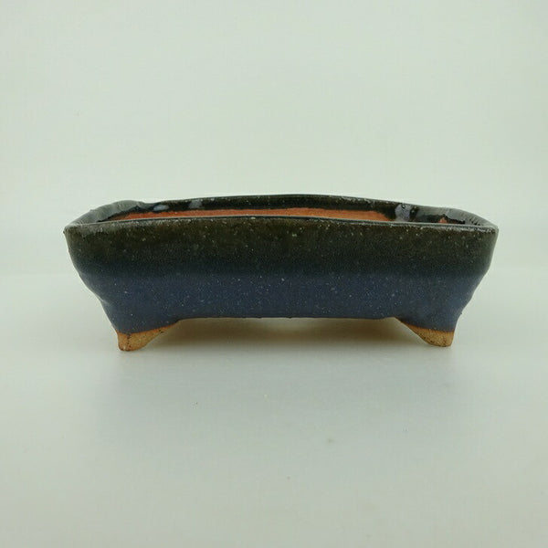 盆栽鉢 ゆうき祥石 小型 長辺 約13.8cm 長方鉢 釉薬 観賞用 新品 数量物 f1198414160