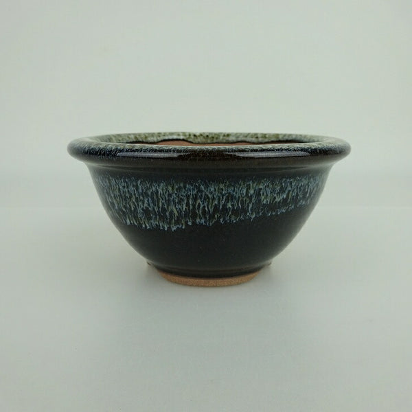 盆栽鉢 小石原焼 小型 長辺 約11.3cm 丸鉢 外縁 海鼠釉 釉薬 新品 数量物 q1198413734