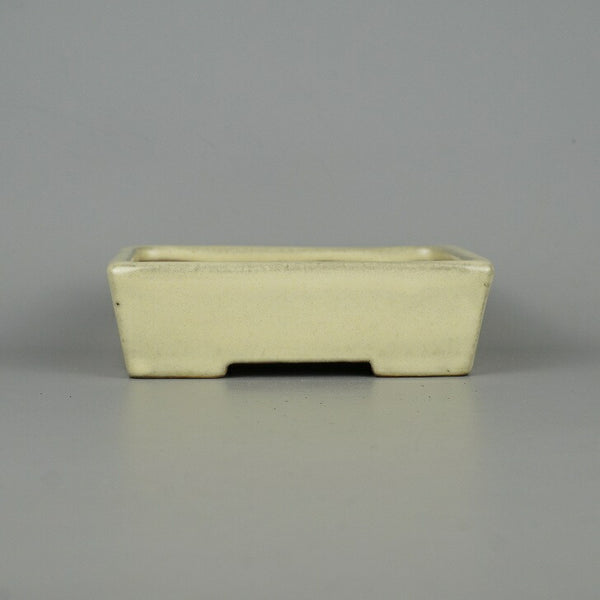 盆栽鉢 常滑 山房 小型 長辺 約13.5cm 長方鉢 切立 長角 白釉 釉薬 新品 数量物 n1198413704