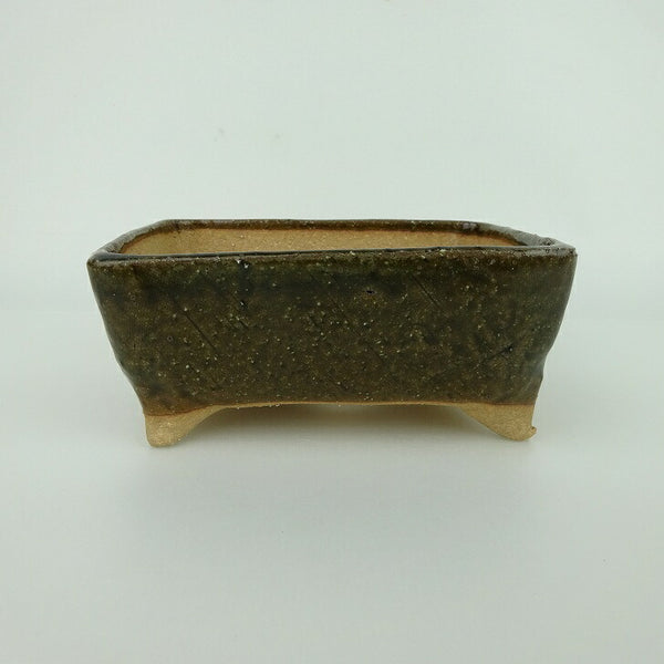 盆栽鉢 ゆうき祥石 小型 長辺 約13.2cm 長方鉢 釉薬 観賞用 新品 数量物 m1198412211