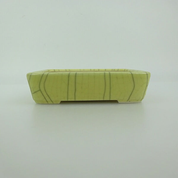 盆栽鉢 青香 小型 長辺 約12.3cm 長方鉢 貫入 釉薬 新品 数量物 k1198411365
