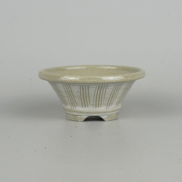 盆栽鉢 昇寿 小鉢 長辺 約8.5cm 丸鉢 縞模様 数量物 新品 f1198412515