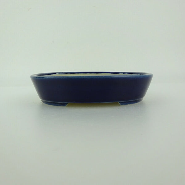 盆栽鉢 青香 小型 長辺 約12cm 楕円鉢 釉薬 新品 数量物 k1198411922