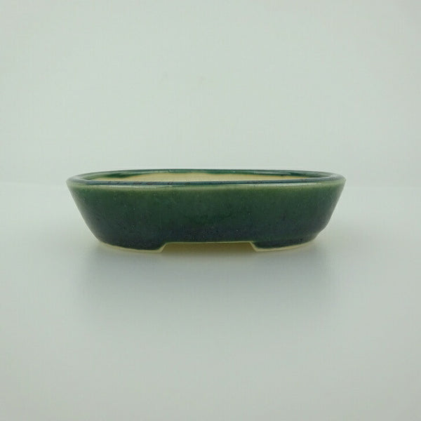 盆栽鉢 青香 小鉢 長辺 約8.5cm 楕円鉢 釉薬 x1198408594